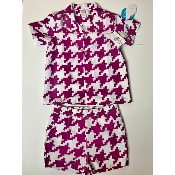 Minny Wet Swimwear Houndstooth Shirt & Short Carson Set Purple Kids 7Y-8Y NWT - Picture 2 of 7